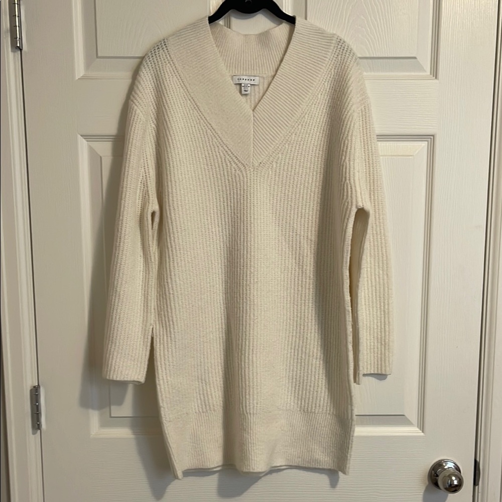 TopShop Cozy Cream V-Neck Sweater
